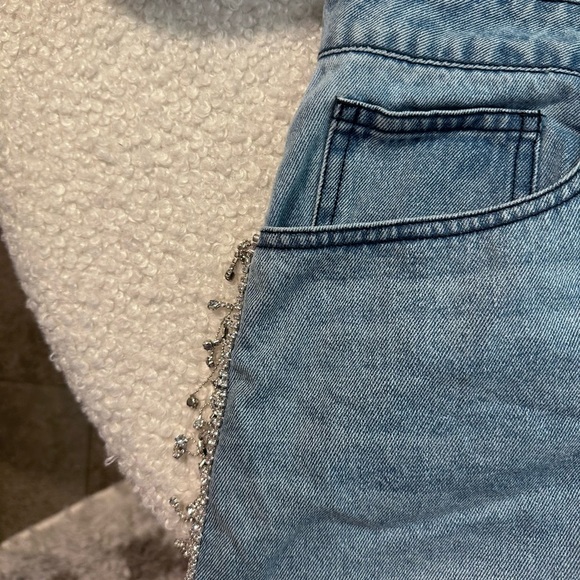 Plus Size 20 Forever 21 Blue Jean Rhinestone Shorts - Picture 6 of 8